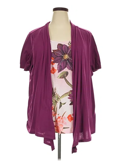 Pre-owned Just My Size Short Sleeve Top Burgundy Plunge Neckline Tops