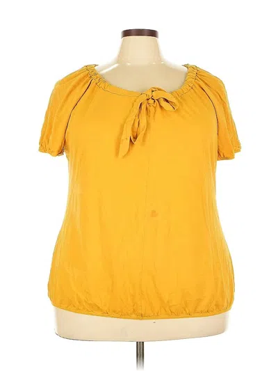 Pre-owned Just My Size Short Sleeve Top Yellow Keyhole Neckline Tops