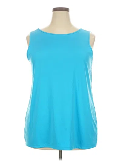 Pre-owned Just My Size Sleeveless Top Teal Cold Shoulder Neckline Tops In Blue