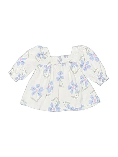 Pre-owned Just One Year By Carter's Babies' 3/4 Sleeve Blouse In White