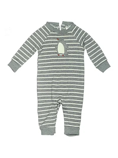 Pre-owned Just One Year By Carter's Babies' Long Sleeve Onesie In Gray