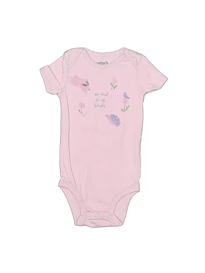 Pre-owned Just One Year By Carter's Babies' Short Sleeve Onesie In Pink