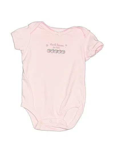 Pre-owned Just One Year By Carter's Babies' Short Sleeve Onesie In Pink