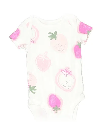 Pre-owned Just One Year By Carter's Babies' Short Sleeve Onesie In White