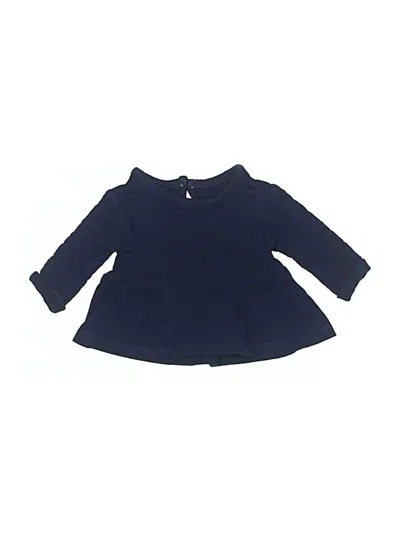 Pre-owned Just One You Made By Carter's Babies' 3/4 Sleeve Top Blue Keyhole Neckline Tops