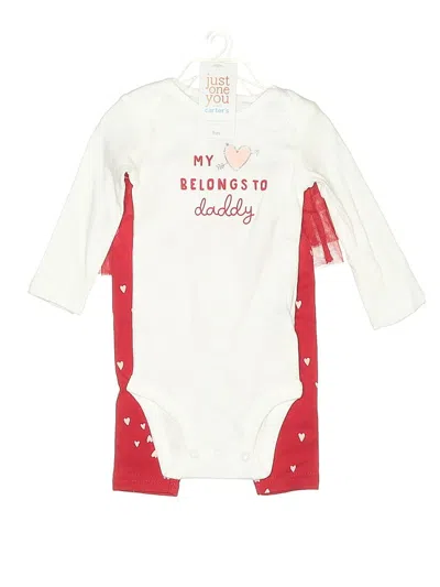 Pre-owned Just One You Made By Carter's Babies' Long Sleeve Onesie In White