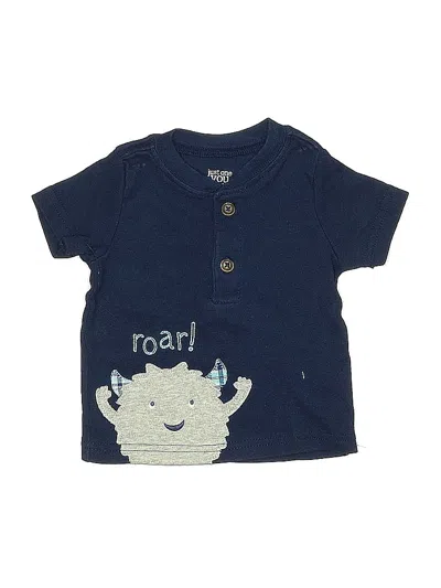 Pre-owned Just One You Made By Carter's Babies' Short Sleeve Henley Shirt In Blue
