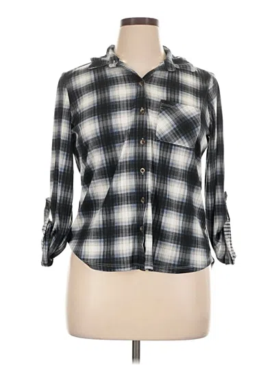 Pre-owned Just Polly 3/4 Sleeve Button Down Shirt In Gray