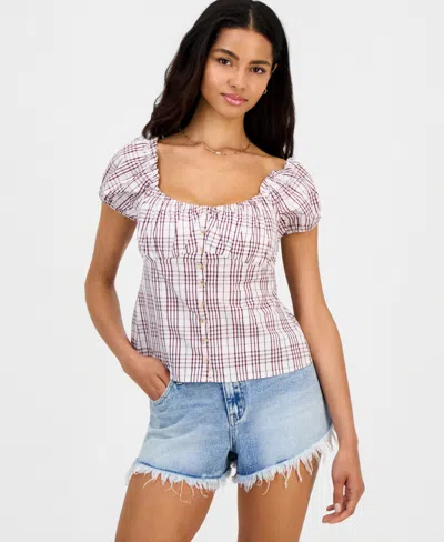 Just Polly Juniors' Cotton Cap-sleeve Top In Multi