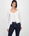 Just Polly Juniors' Cotton Rib-knit Striped Tank & Cardigan Set