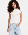 Just Polly Juniors' Hibiscus Patchwork Short-sleeve T-shirt In Pattern