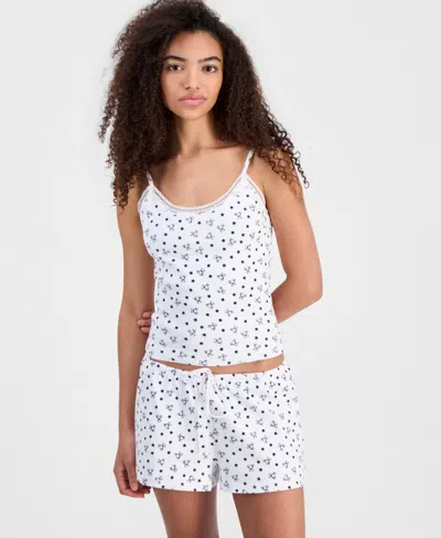 Just Polly Juniors' Lace-trim Loungewear Camisole In Multi