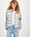 Just Polly Juniors' Plaid Chest-pocket Shacket In Multi