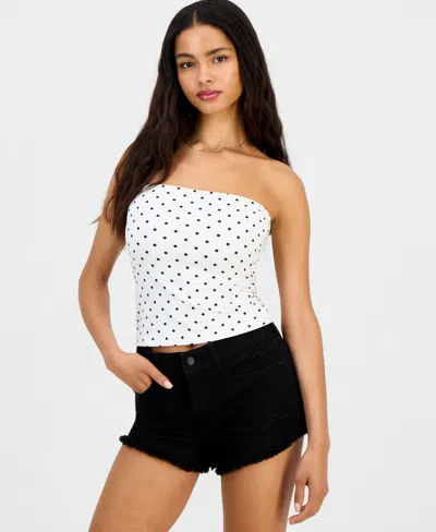 Just Polly Juniors' Polka-dot Tube Top In Brown