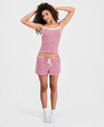 Just Polly Juniors' Printed Cotton Drawstring Lounge Shorts In Multi