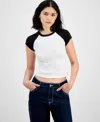 Just Polly Juniors' Raglan Short-sleeve Tee In Multi