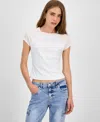 Just Polly Juniors' Raglan Short-sleeve Tee In White