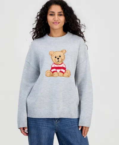 Just Polly Juniors' Teddy Bear Tunic Sweater In Lt Hth Grey