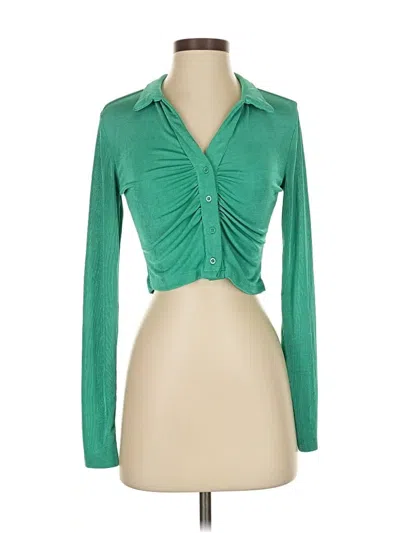 Pre-owned Just Polly Long Sleeve Blouse In Green
