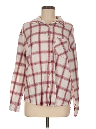 Pre-owned Just Polly Long Sleeve Button Down Shirt In Burgundy