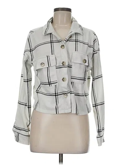 Pre-owned Just Polly Long Sleeve Button Down Shirt In Silver