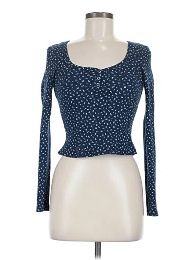 Pre-owned Just Polly Long Sleeve Henley Shirt In Blue