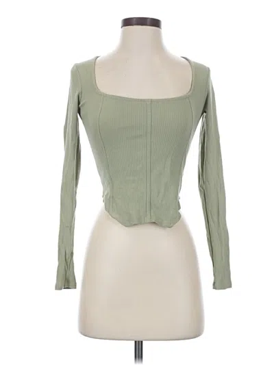 Pre-owned Just Polly Long Sleeve Top Green Square Neckline Tops