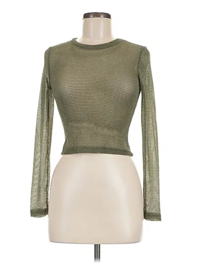 Pre-owned Just Polly Long Sleeve Top Green Turtleneck Tops