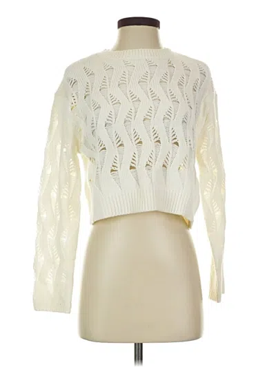 Pre-owned Just Polly Long Sleeve Top Ivory Turtleneck Tops