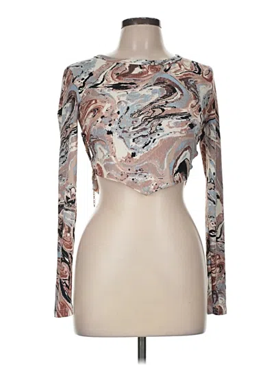 Pre-owned Just Polly Long Sleeve Top Silver High Neck Tops
