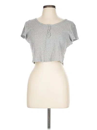 Pre-owned Just Polly Short Sleeve Top Gray Keyhole Neckline Tops