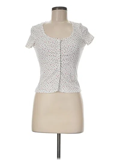 Pre-owned Just Polly Short Sleeve Top Ivory Sweetheart Neckline Tops
