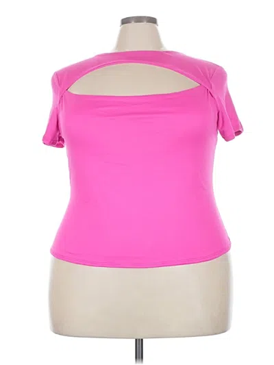 Pre-owned Just Polly Short Sleeve Top Pink Strapless Neckline Tops