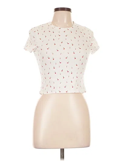 Pre-owned Just Polly Short Sleeve Turtleneck In Ivory