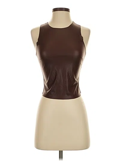Pre-owned Just Polly Sleeveless Top Brown Halter Neckline Tops