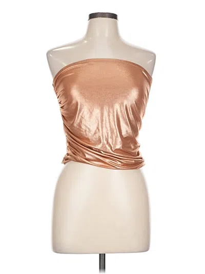 Pre-owned Just Polly Sleeveless Top Gold Strapless Neckline Tops