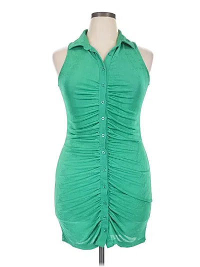 Pre-owned Just Polly Sleeveless Top Green Halter Neckline Tops