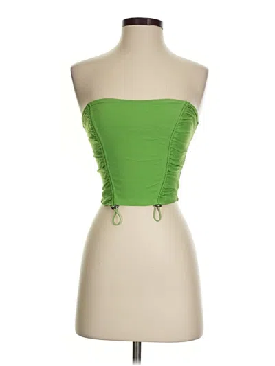 Pre-owned Just Polly Sleeveless Top Green Strapless Neckline Tops