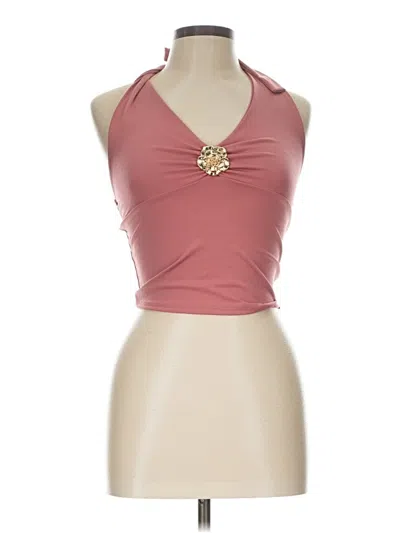 Pre-owned Just Polly Tank Top Pink Halter Neckline Tops