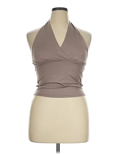 Pre-owned Just Polly Tank Top Tan Halter Neckline Tops