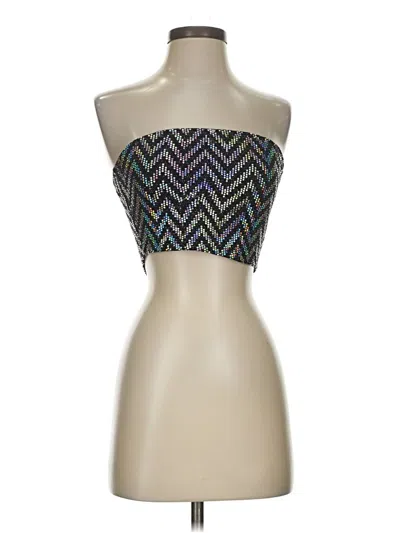 Pre-owned Just Polly Tube Top Silver Strapless Neckline Tops