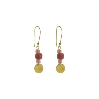 Just Trade Earth Trio Earrings- Pink In Gold