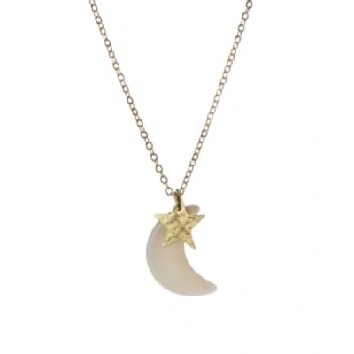 Just Trade Medium Luna Moon Pendant Necklace In Gold