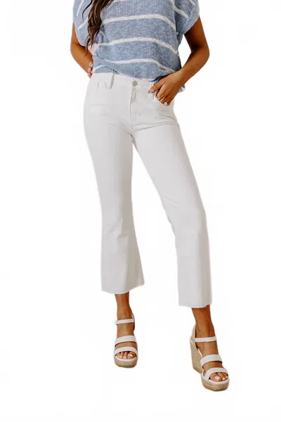 Just Usa Bethany High Waist Ankle Flare Jeans In Ivory In Multi