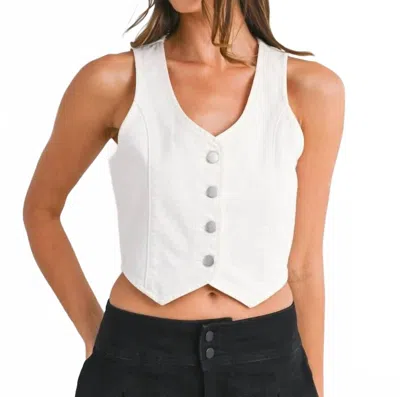 Just Usa Classic Denim Vest In White
