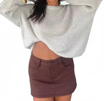 Just Usa Classic Mini Denim Skort In Chocolate In Neutral