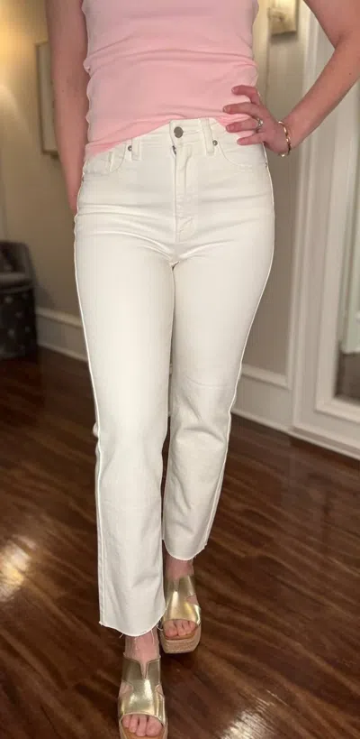 Just Usa Cut Off Straight Leg Jean In Cream In Neutral