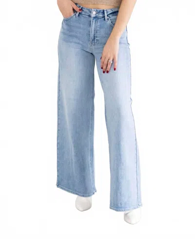 Just Usa High Rise Palazzo Jeans In Light Wash In Blue