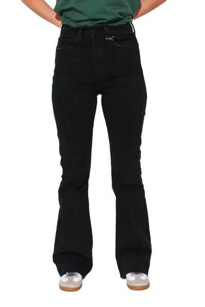 Just Usa High Rise Skinny Flare Jeans In Washed Black