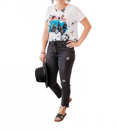 Just Usa High Rise Straight Leg In Washed Black In Multi